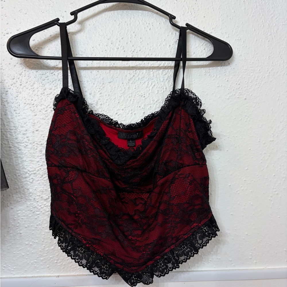 Red and Black Lace Camisole